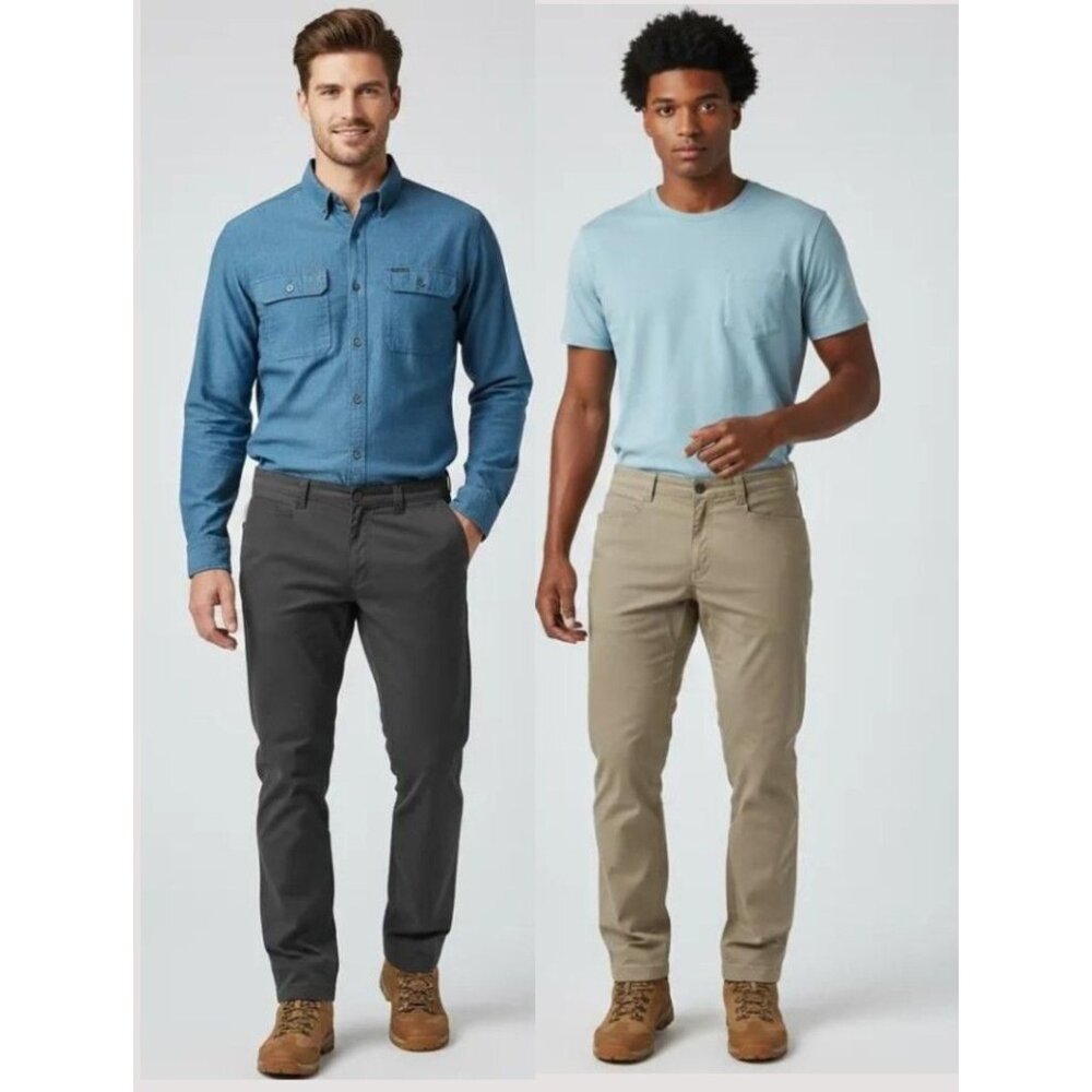 Set Of 2 Wrangler Outdoor Series Men's Trekking Pants In Beige & Gray Size 32/30